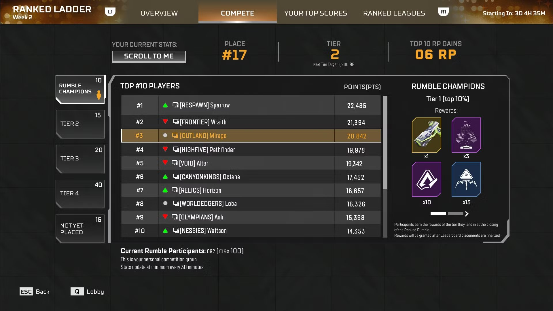 ranked rumble leaderboard